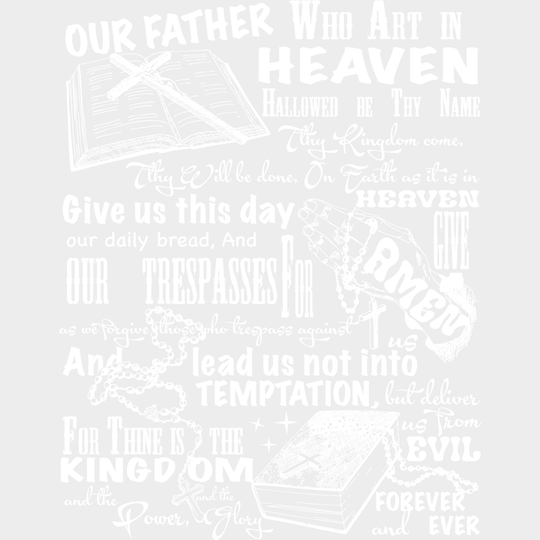 Our Father Who Art In Heaven Christianity DTF Transfer Adult Unisex S & M (10’’) / Light Color Design (See Imaging)