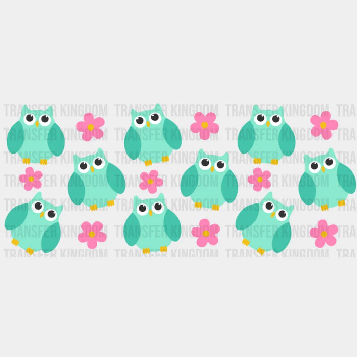 Owls And Flowers UV DTF Transfer Cup Wrap UV DTF Sticker