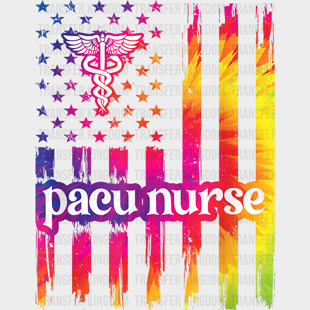 Pacu Nurse Caduceus US Flag - CRNA Nurse DTF Transfers
