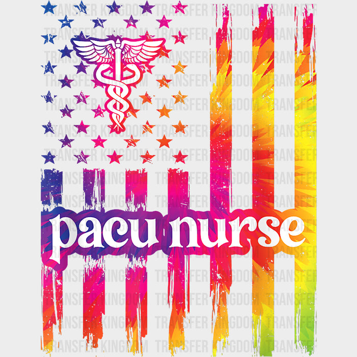 Pacu Nurse Caduceus US Flag - CRNA Nurse DTF Transfers