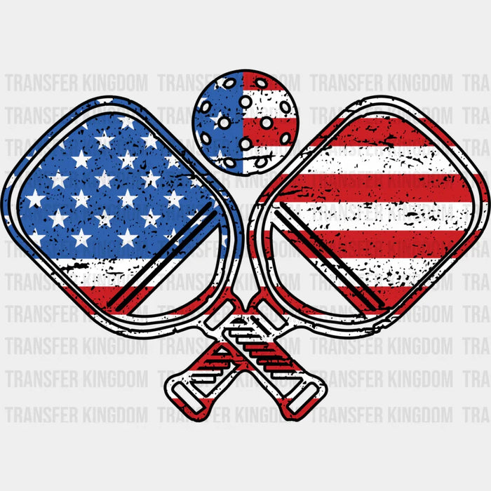 Paddle US Flag Design - Pickleball DTF Heat Transfer