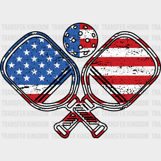 Paddle Us Flag Design - Pickleball Dtf Heat Transfer Unisex S & M (10’’) / Dark Color (See Imaging)