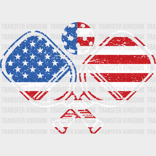 Paddle Us Flag Design - Pickleball Dtf Heat Transfer Unisex S & M (10’’) / Light Color (See Imaging)