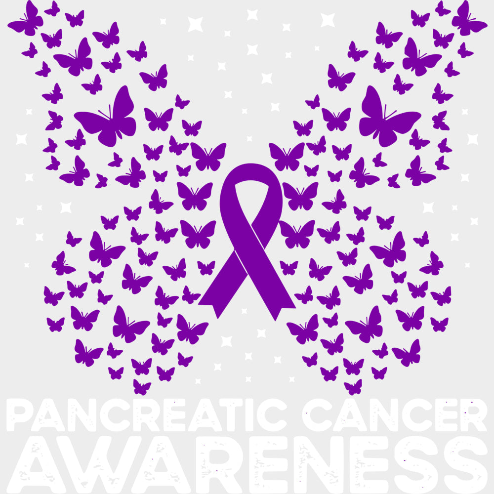 Pancreatic Cancer Awareness Butterflies - Pancreatic Cancer DTF Transfers - Adult Unisex - S & M (10’’) / Light Color