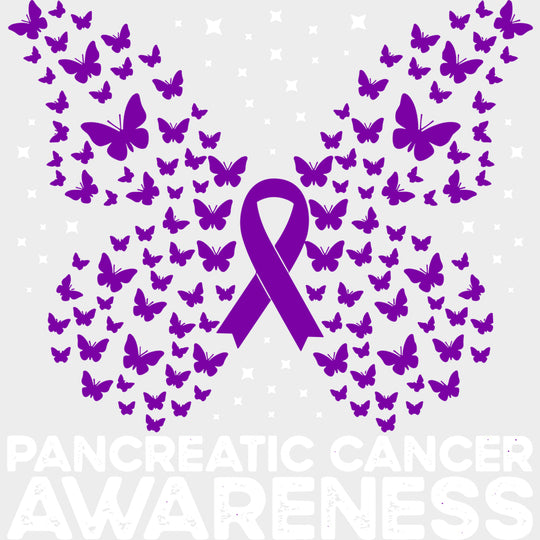 Pancreatic Cancer Awareness Butterflies - Pancreatic Cancer DTF Transfers - Adult Unisex - S & M (10’’) / Light Color
