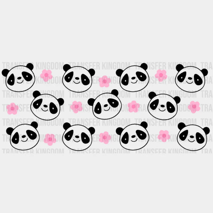 Pandas And Flowers UV DTF Transfer Cup Wrap UV DTF Sticker