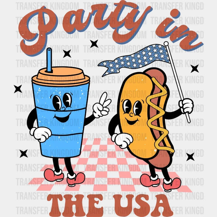 Party In The USA Hot Dog Design - 4th Of July DTF Transfer