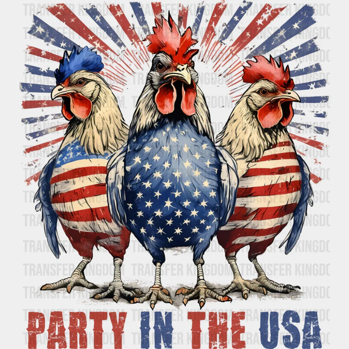 Party In The USA Roosters - 4th Of July DTF Transfer