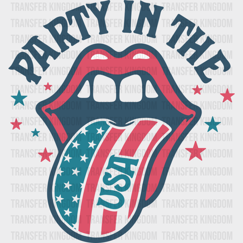 Party In The USA Stars - 4th Of July DTF Transfer Adult Unisex - S & M (10’’) / Dark Color Design (See Imaging)