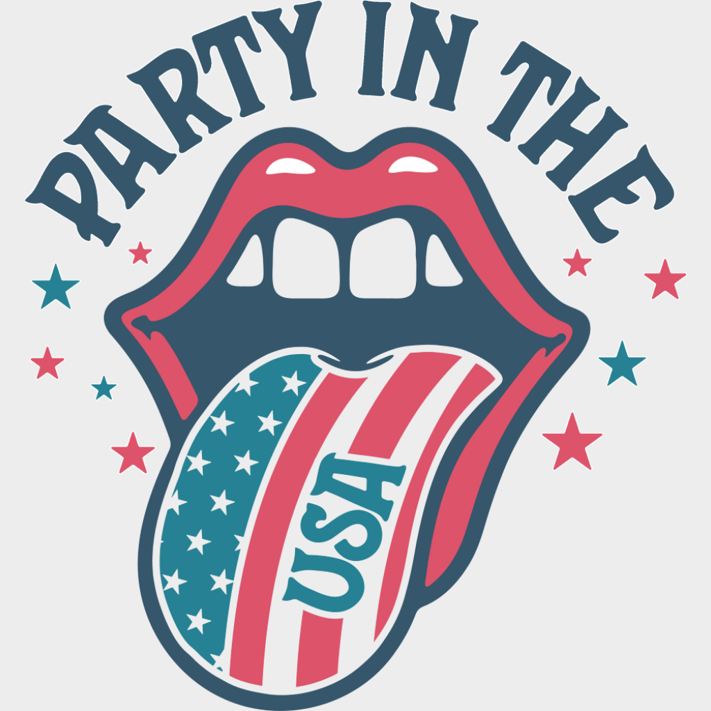 Party In The USA Stars - 4th Of July DTF Transfer Adult Unisex - S & M (10’’) / Light Color Design (See Imaging)