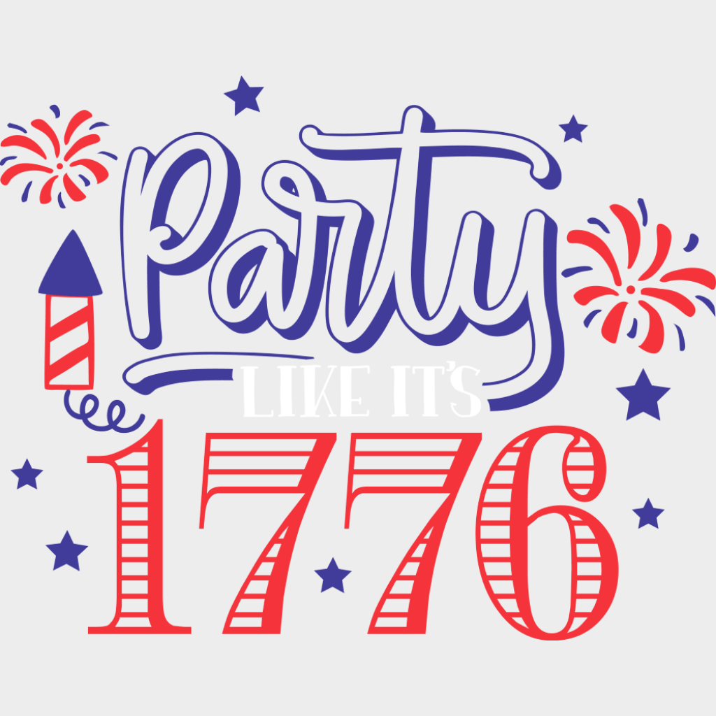 Party Like It’s 1776 - 4th Of July DTF Transfer Adult Unisex - S & M (10’’) / Light Color Design (See Imaging)