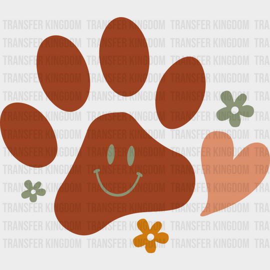 Paw Smiley Heart Flowers - Dogs DTF Transfer