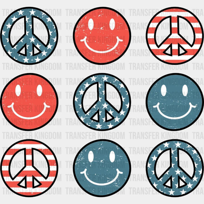 Peace and Smiley Face Symbols DTF Transfer