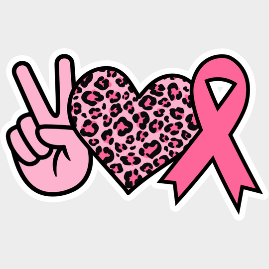 Peace Heart Ribbon - Cancer DTF Transfer Unisex - S & M (10’’) Light Color Design (See Imaging)