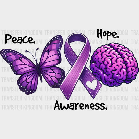 Peace Hope Awareness B&W - Alzheimer's Awareness DTF Transfer transfer-kingdom Dark Color Design (See Imaging)