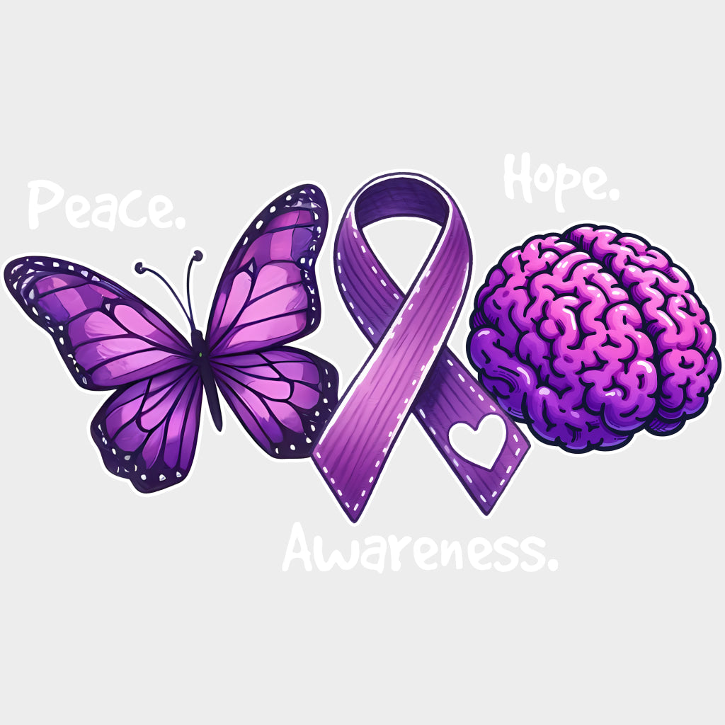 Peace Hope Awareness B&W - Alzheimer's Awareness DTF Transfer transfer-kingdom Light Color Design (See Imaging)