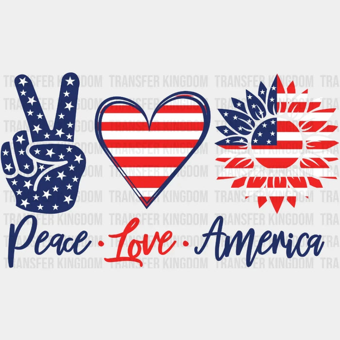 Peace Love America Sunflower - 4th Of July DTF Transfer