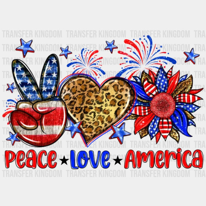 Peace Love America Colorful - 4th Of July DTF Transfer