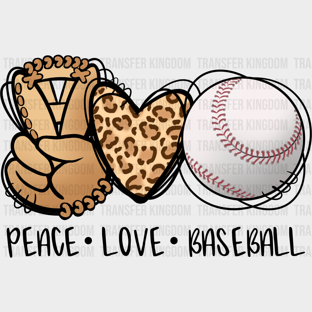 Peace Love Baseball - Dtf Heat Transfer Unisex S & M (10’’) / Dark Color Design (See Imaging)