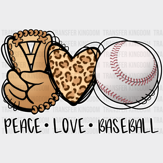 Peace Love Baseball - Dtf Heat Transfer Unisex S & M (10’’) / Light Color Design (See Imaging)