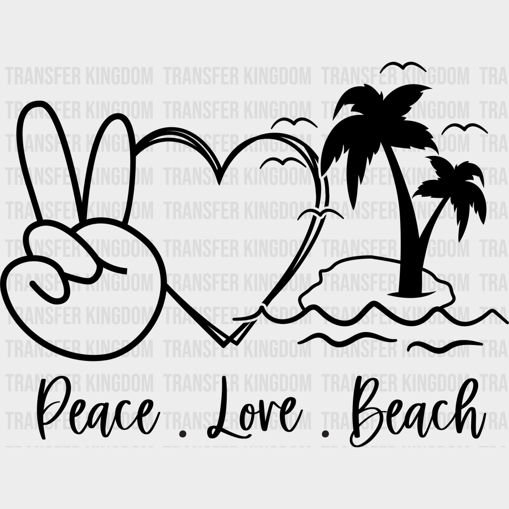 Peace Love Beach Summer Dtf Transfer Unisex - S & M (10’) / Dark Color Design See Imaging