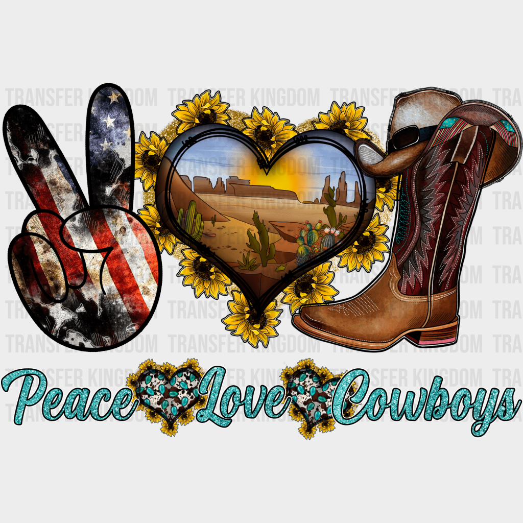 Peace Love Cowboys - Farm Animals Iron On Dtf Transfer