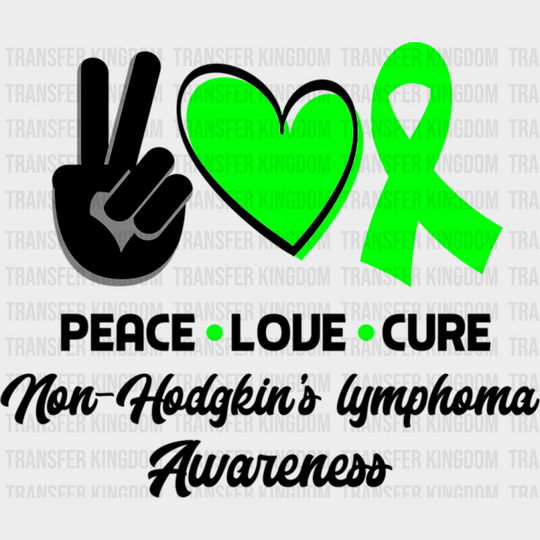 Peace Love Cure - Lymphoma Dtf Heat Transfer Unisex S & M (10’’) / Dark Color Design See Imaging