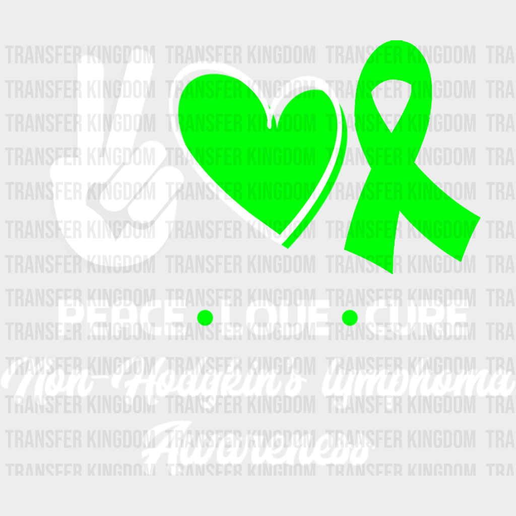 Peace Love Cure - Lymphoma Dtf Heat Transfer Unisex S & M (10’’) / Light Color Design See Imaging