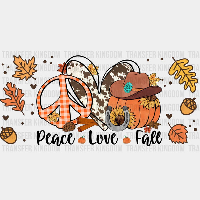Peace Love Fall Heart Design - Fall Cup Wrap UV Sticker Permanent UV DTF Decal