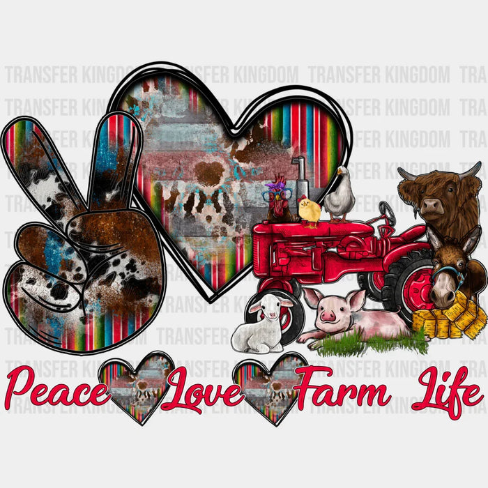 Peace Love Farm Life - Farm Animals Iron On DTF Transfer
