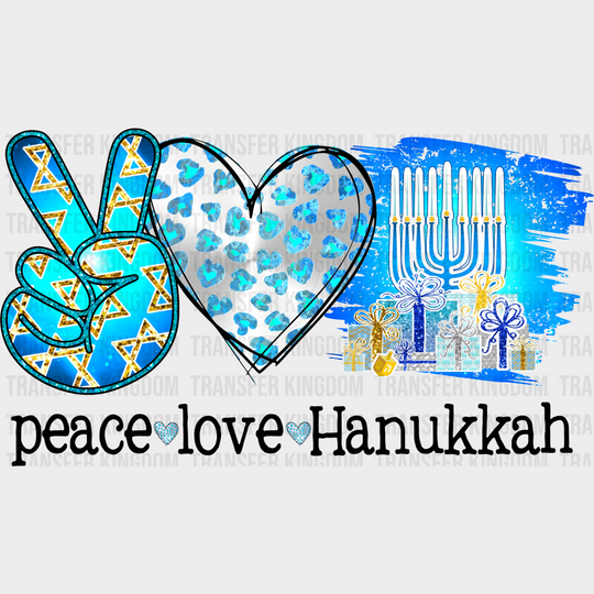 Peace Love Hanukkah Design - Dtf Heat Transfer Unisex S & M (10’) / Dark Color (See Imaging)