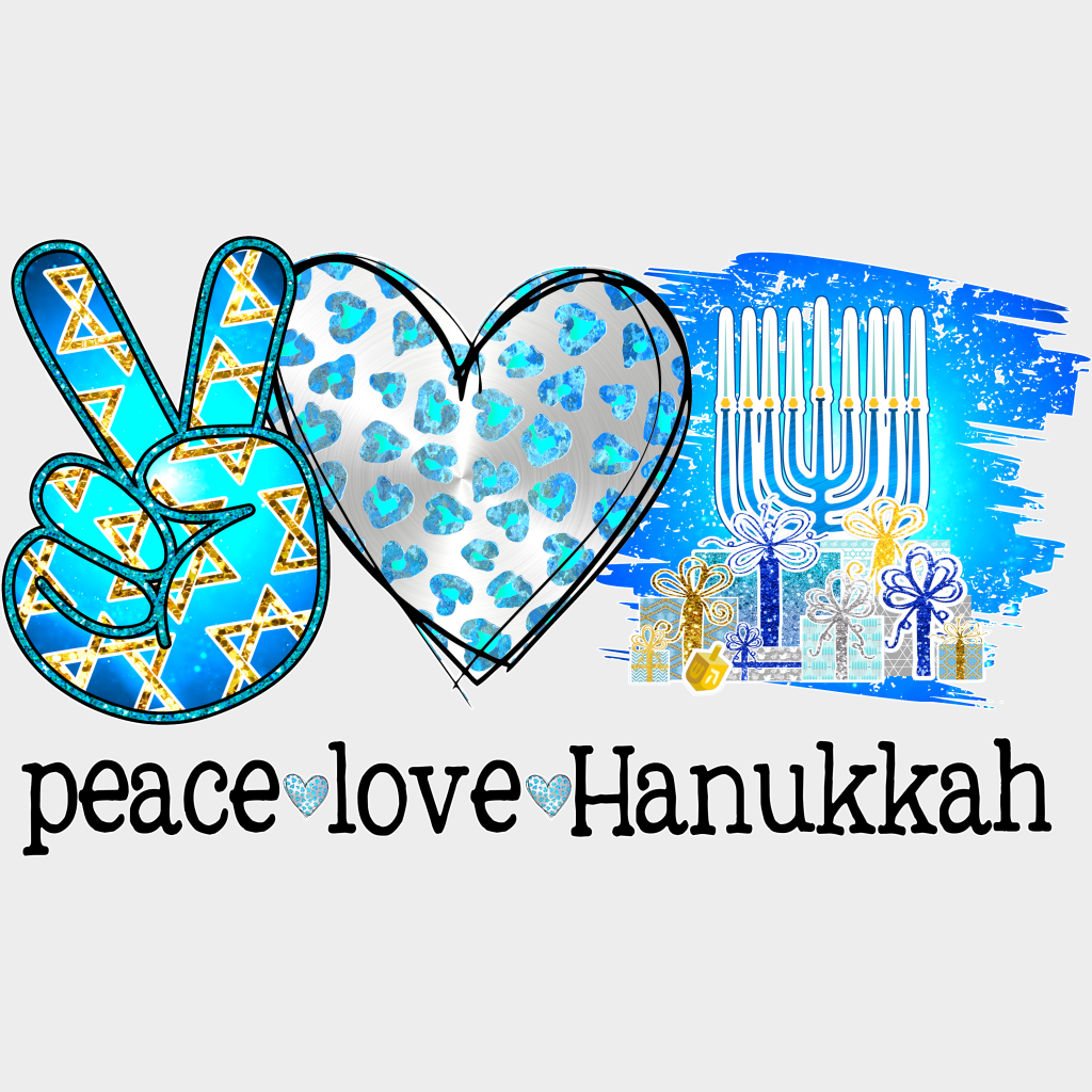 Peace Love Hanukkah Design - Dtf Heat Transfer Unisex S & M (10’) / Light Color (See Imaging)