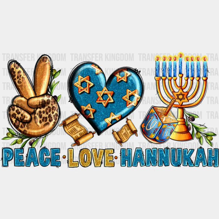 Peace Love Hanukkah - Hanukkah DTF heat transfer