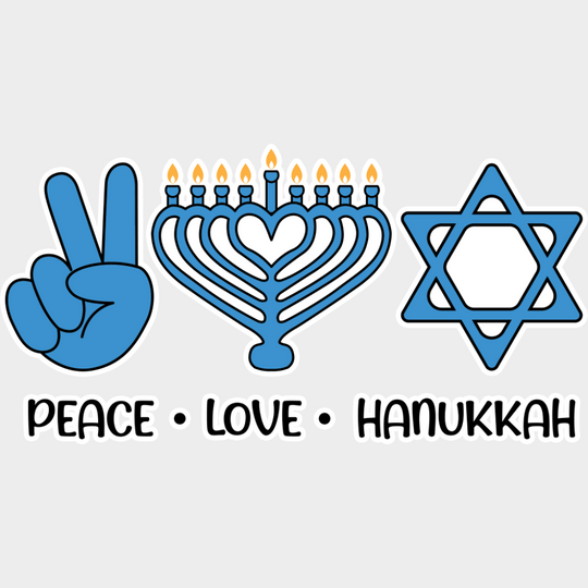 Peace Love Hanukkah - Hanukkah DTF Transfer Adult Unisex - S & M (10’’) / Light Color Design (See Imaging)