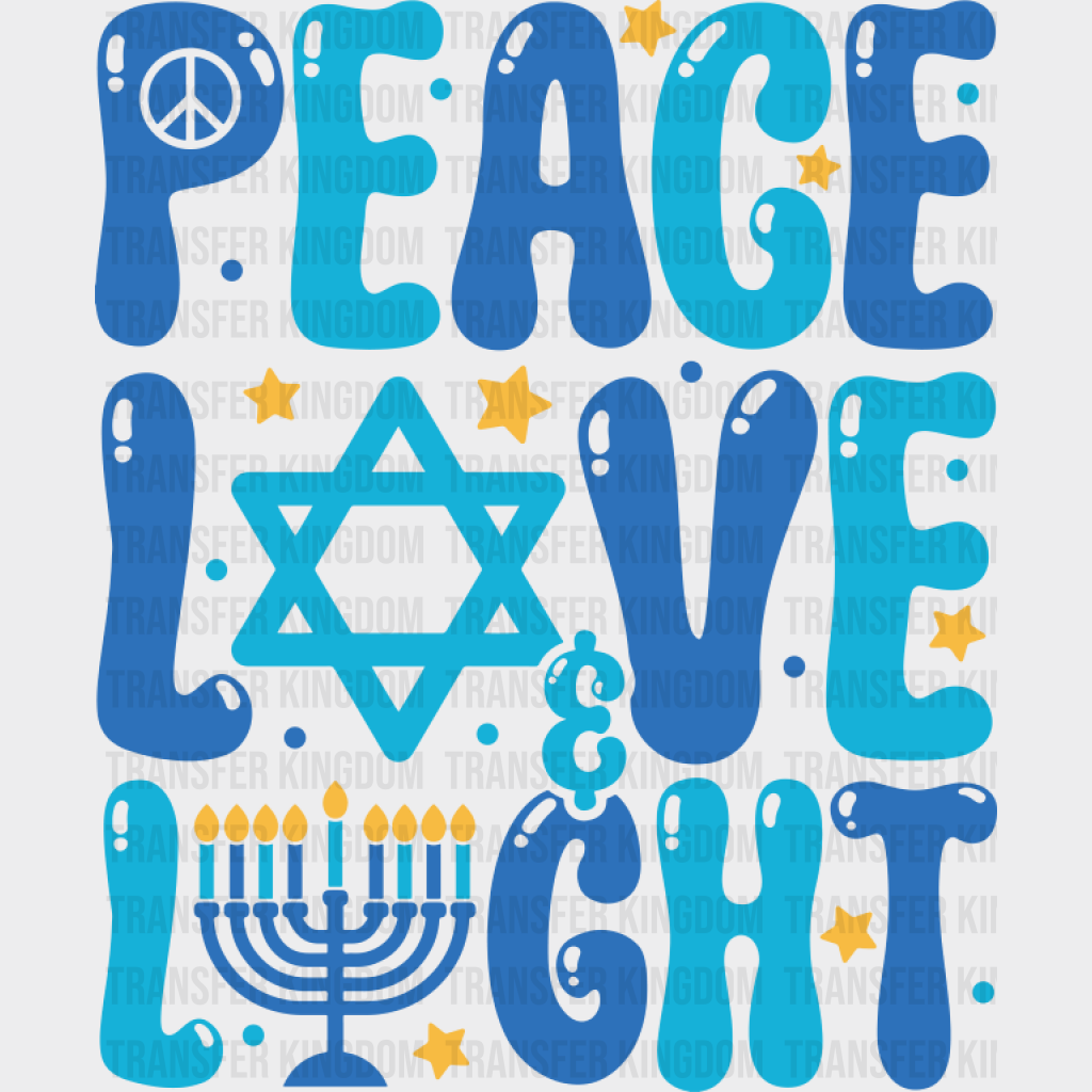 Peace Love Light Candlestick - Hanukkah DTF Transfer