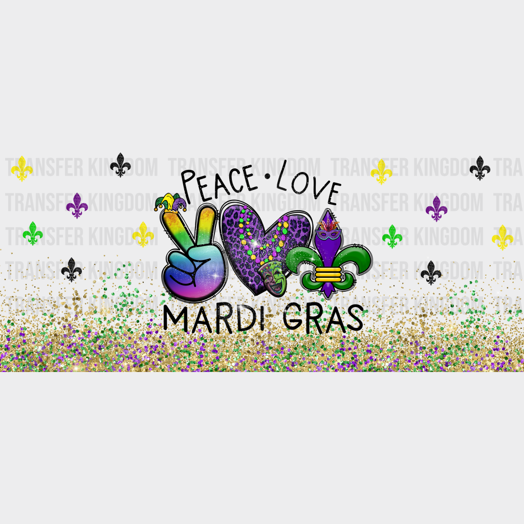 Peace Love Mardi Gras - Cup Wrap Uv Sticker Permanent Dtf Decal