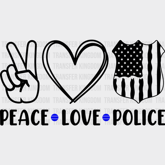 Peace Love Police Design - Dtf Heat Transfer Unisex S & M (10’’) / Dark Color See Imaging