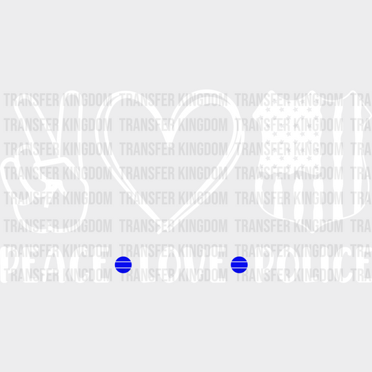 Peace Love Police Design - Dtf Heat Transfer Unisex S & M (10’’) / Light Color See Imaging