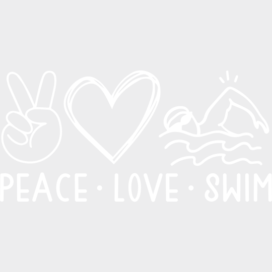 Peace Love Swim - Swimming Dtf Heat Transfer Unisex S & M (10’’) / Light Color Design (See Imaging)