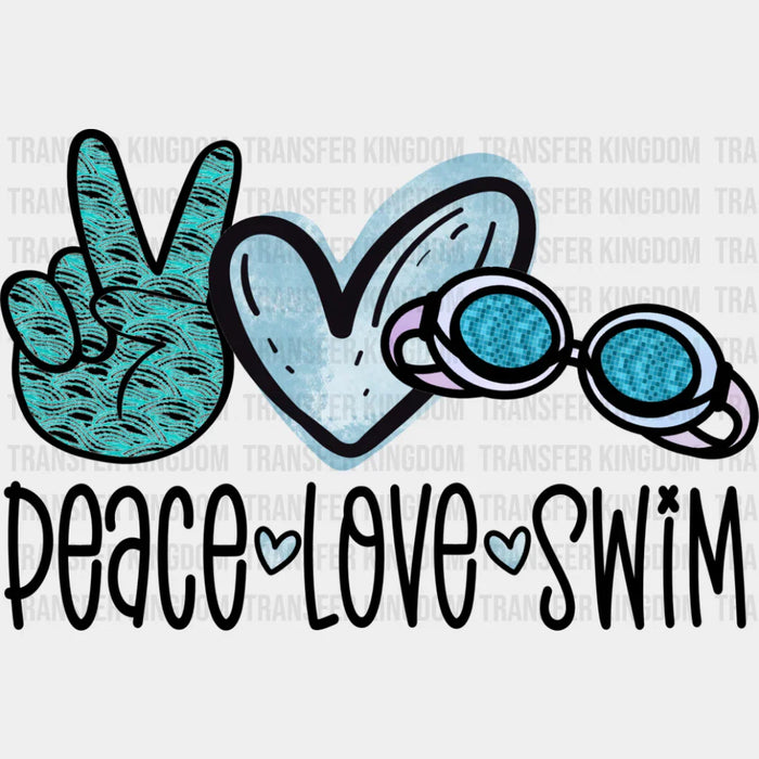 Peace Love Swimming Goggles Design - Swimming DTF Heat Transfer