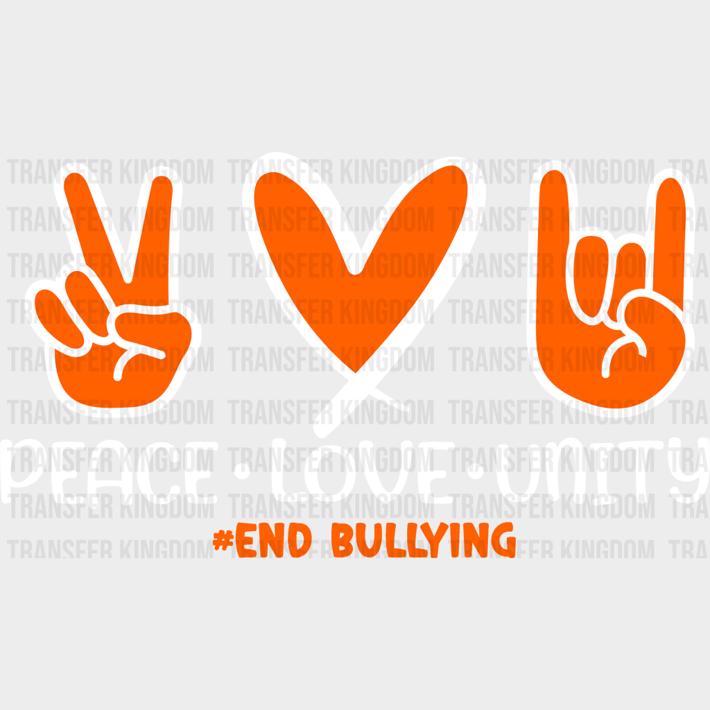 Peace Love Unity - Anti Bullying Dtf Heat Transfer Unisex S & M (10’’) / Light Color Design See