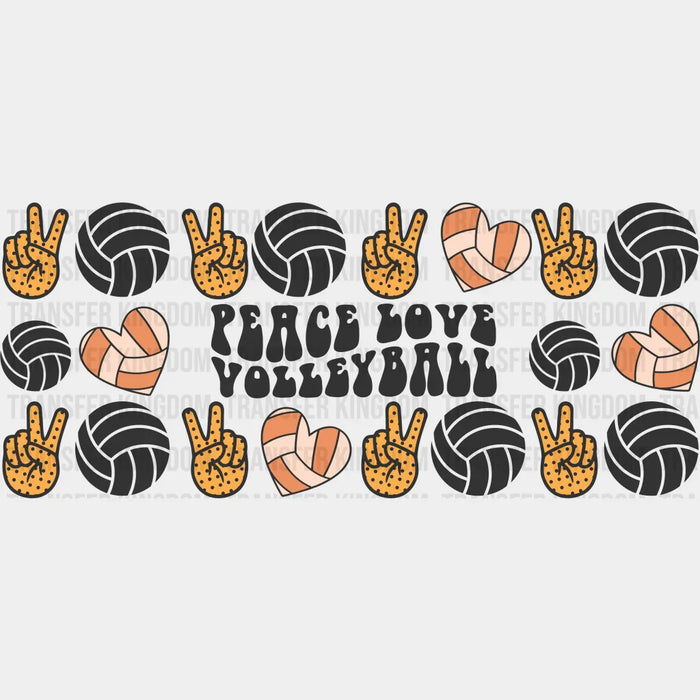 Peace Love Volleyball - Volleyball Cup Wrap UV Sticker Permanent UV DTF Decal