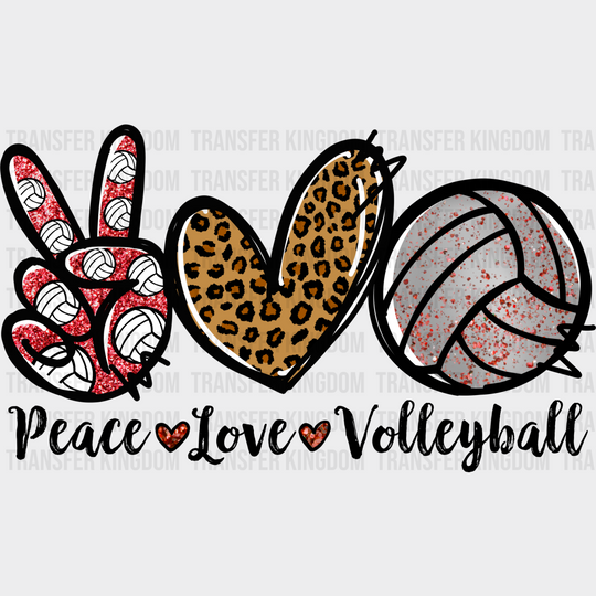 Peace Love Volleyball - Dtf Heat Transfer Unisex S & M (10’’) / Dark Color Design (See Imaging)