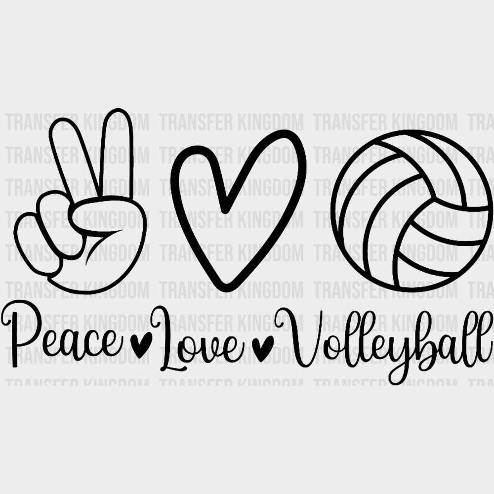 Peace & Love & Volleyball - Volleyball DTF Transfers transfer-kingdom Dark Color Design (See Imaging)