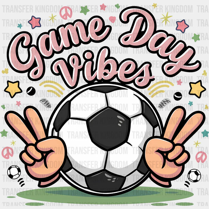 Peace Sign Game Day Vibes Soccer Ball Design - Soccer DTF Heat Transfer