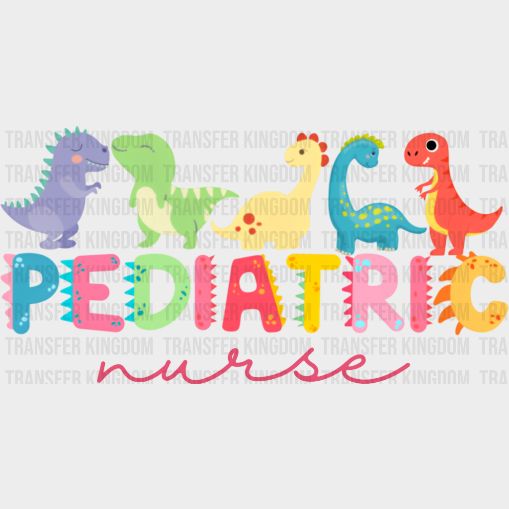 Pediatric Nurse Dinosaurs - Nurse DTF Transfer Adult Unisex - S & M (10’’) / Dark Color Design (See Imaging)