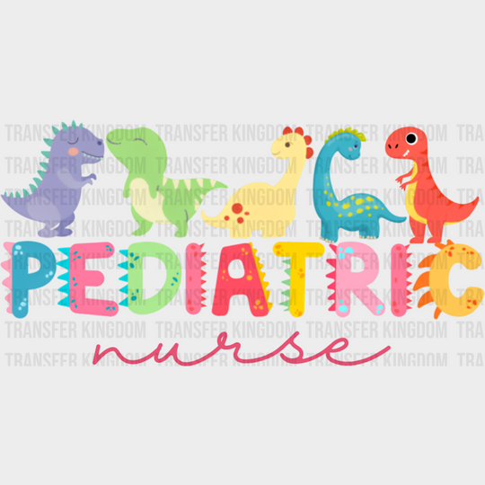 Pediatric Nurse Dinosaurs - Nurse DTF Transfer Adult Unisex - S & M (10’’) / Dark Color Design (See Imaging)
