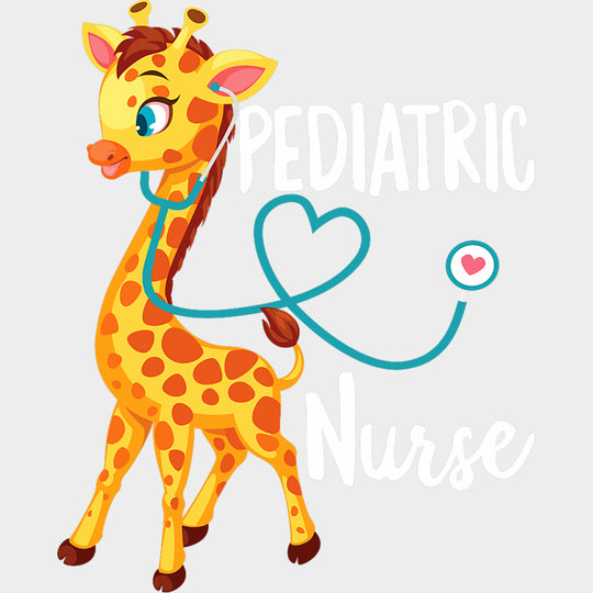 Pediatric Nurse Giraffe - Pediatric Nurse DTF Transfers Adult Unisex - S & M (10’’) / Light Color Design (See Imaging)