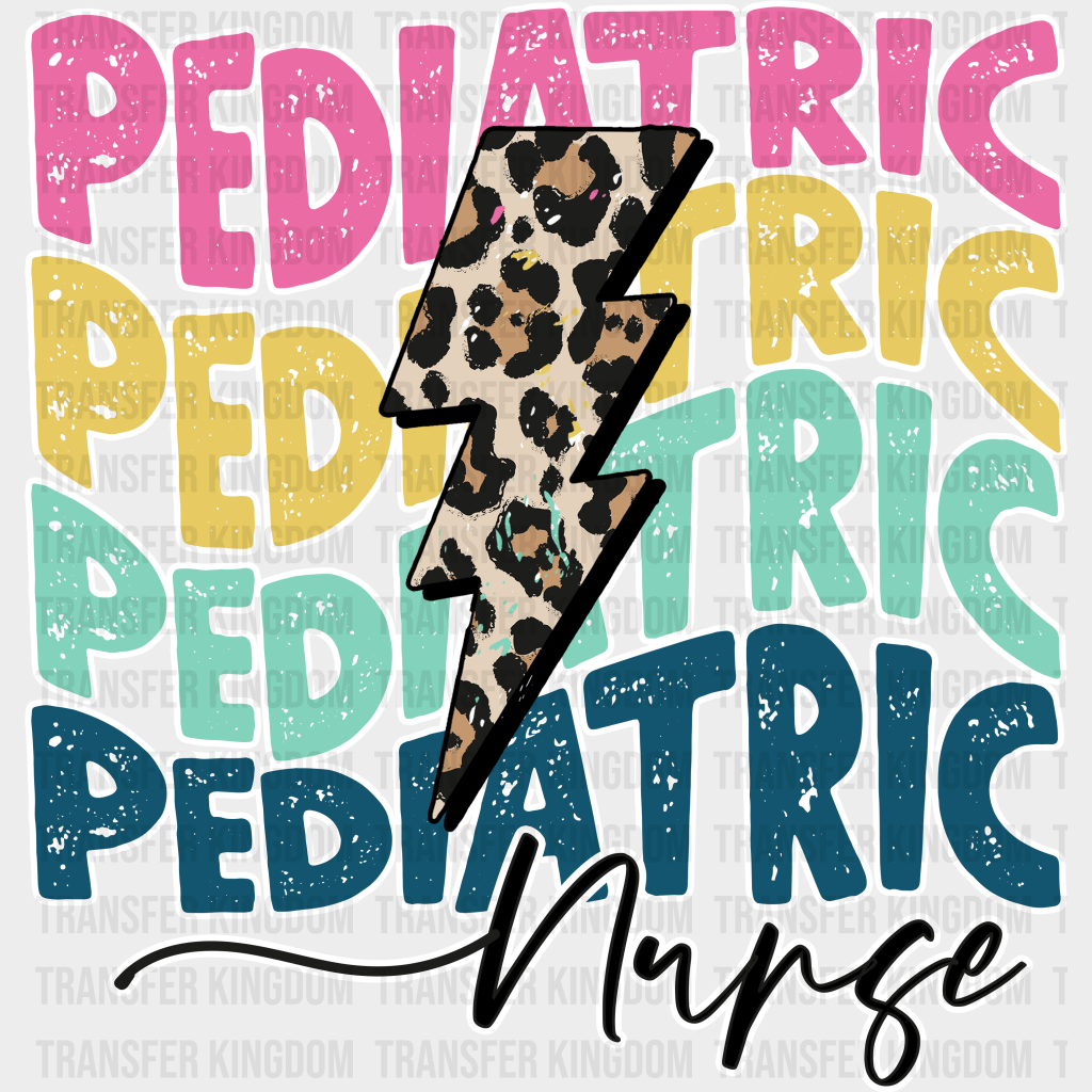 Pediatric Nurse Lightning Design - Dtf Transfers Unisex S & M (10’’) / Light Color See Imaging