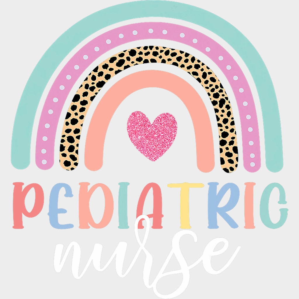 Pediatric Nurse Rainbow & Heart - Pediatric Nurse DTF Transfers Adult Unisex - S & M (10’’) / Light Color Design (See